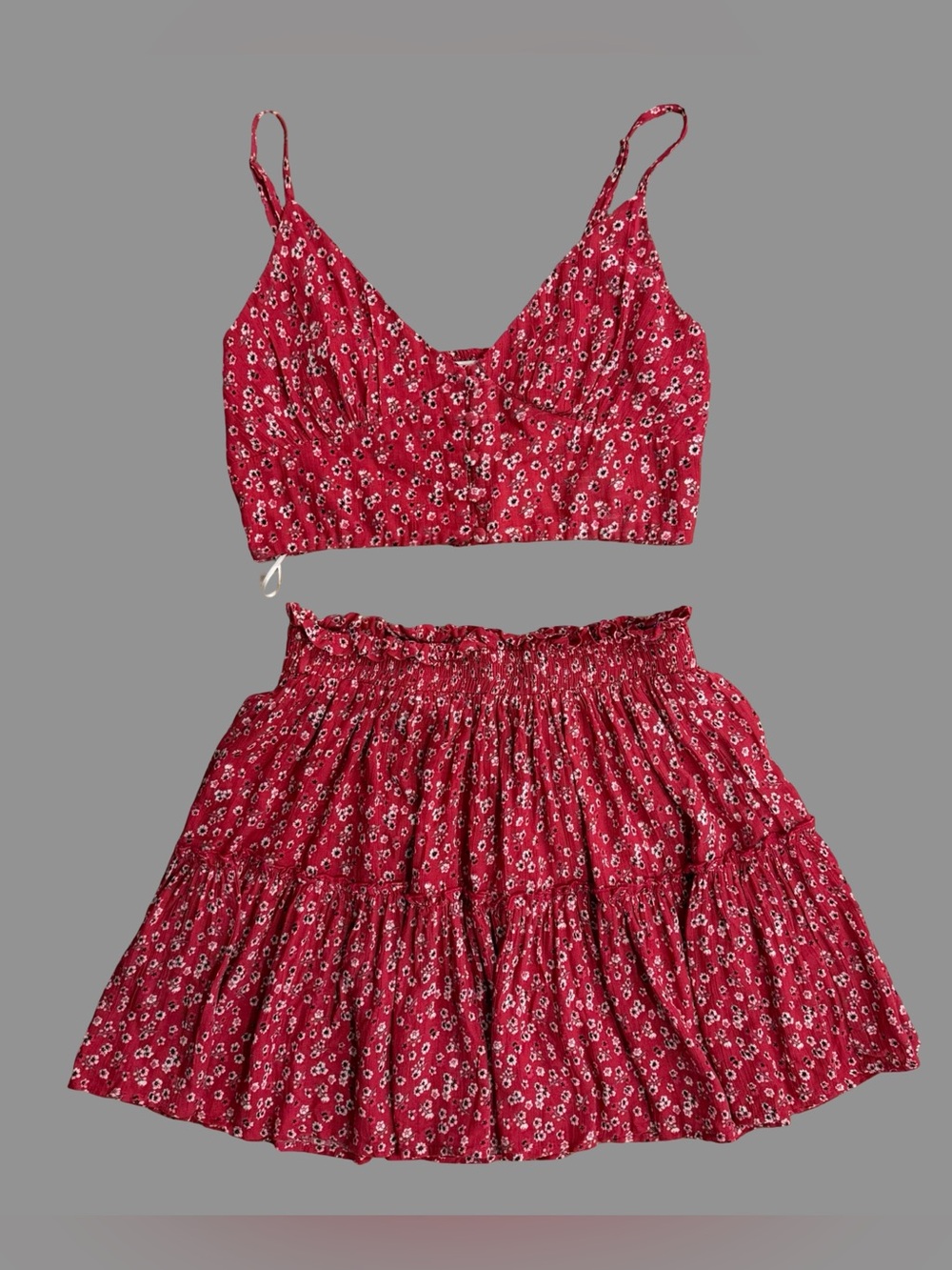 Princess Polly Red Mini Skirt Set W/Cropped Top US4
